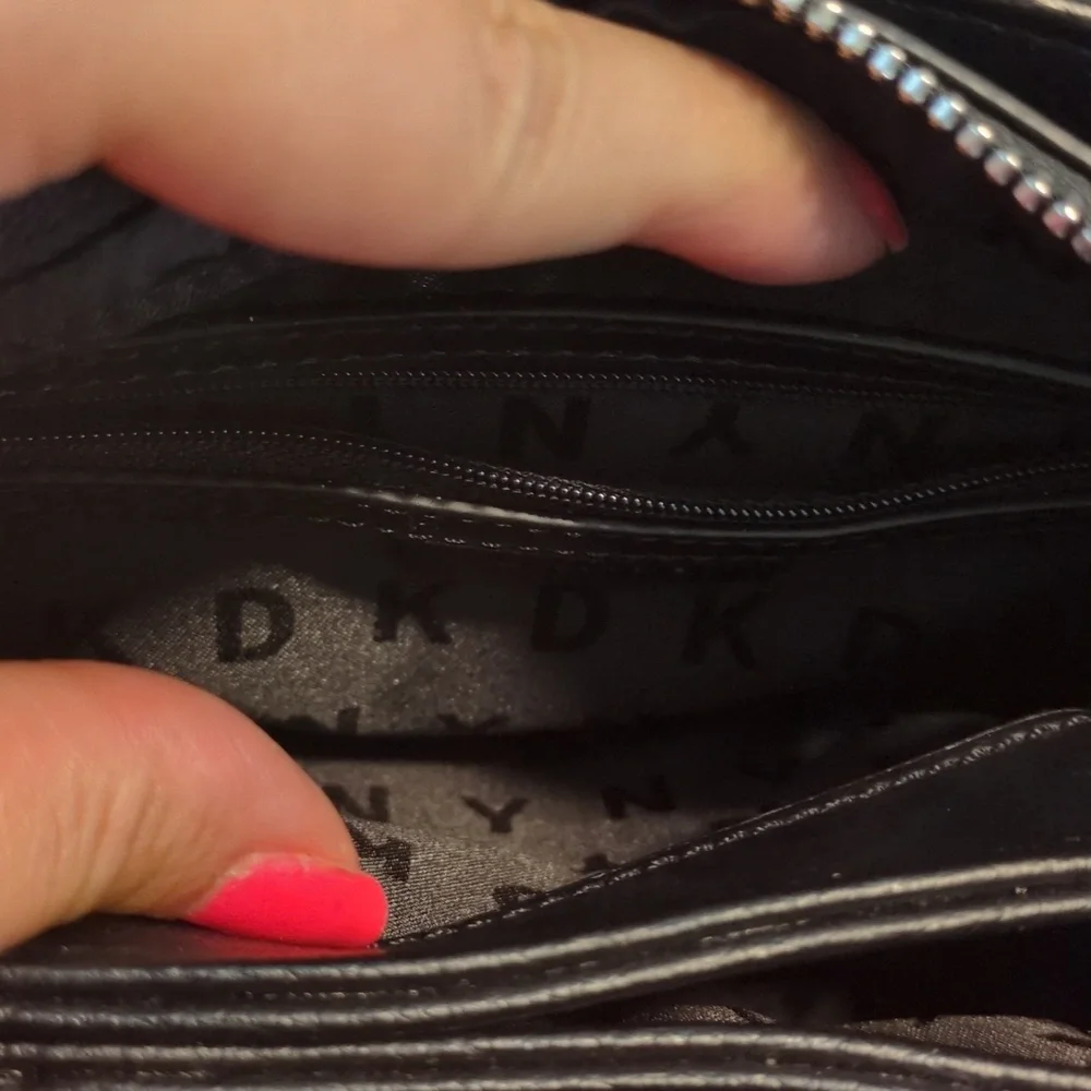 DKNY Paige small satchel crossbody handbag with a graffiti print. - Picture 7 of 7